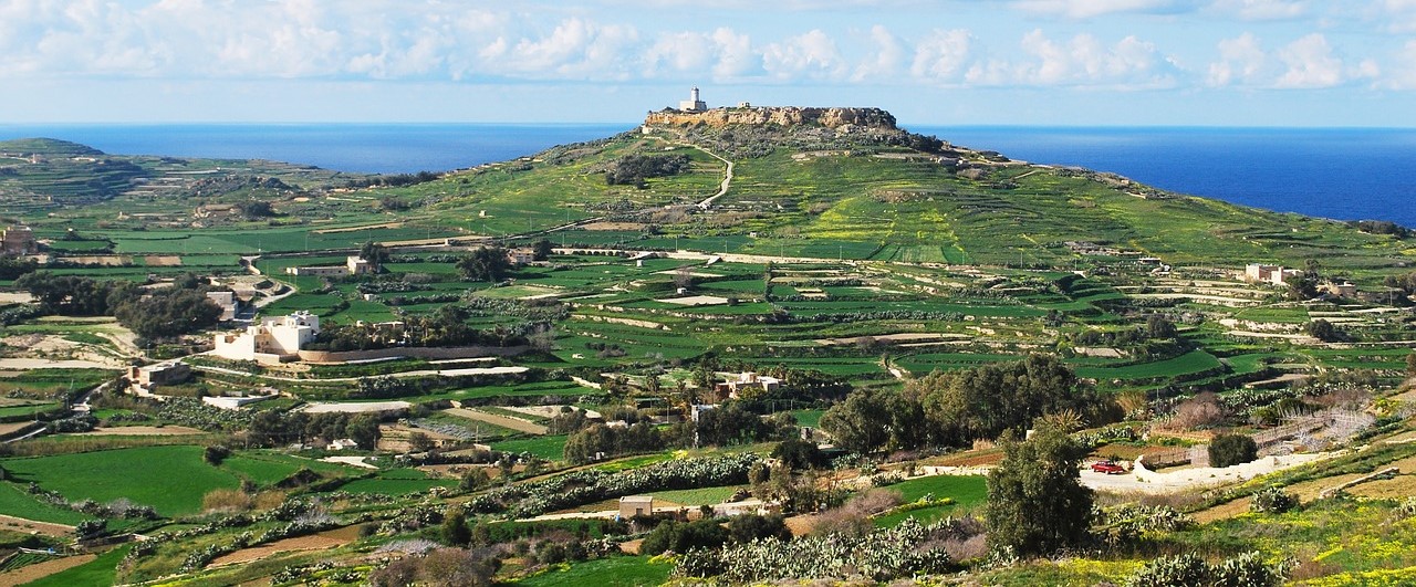 Panoramic view of hilly countryside