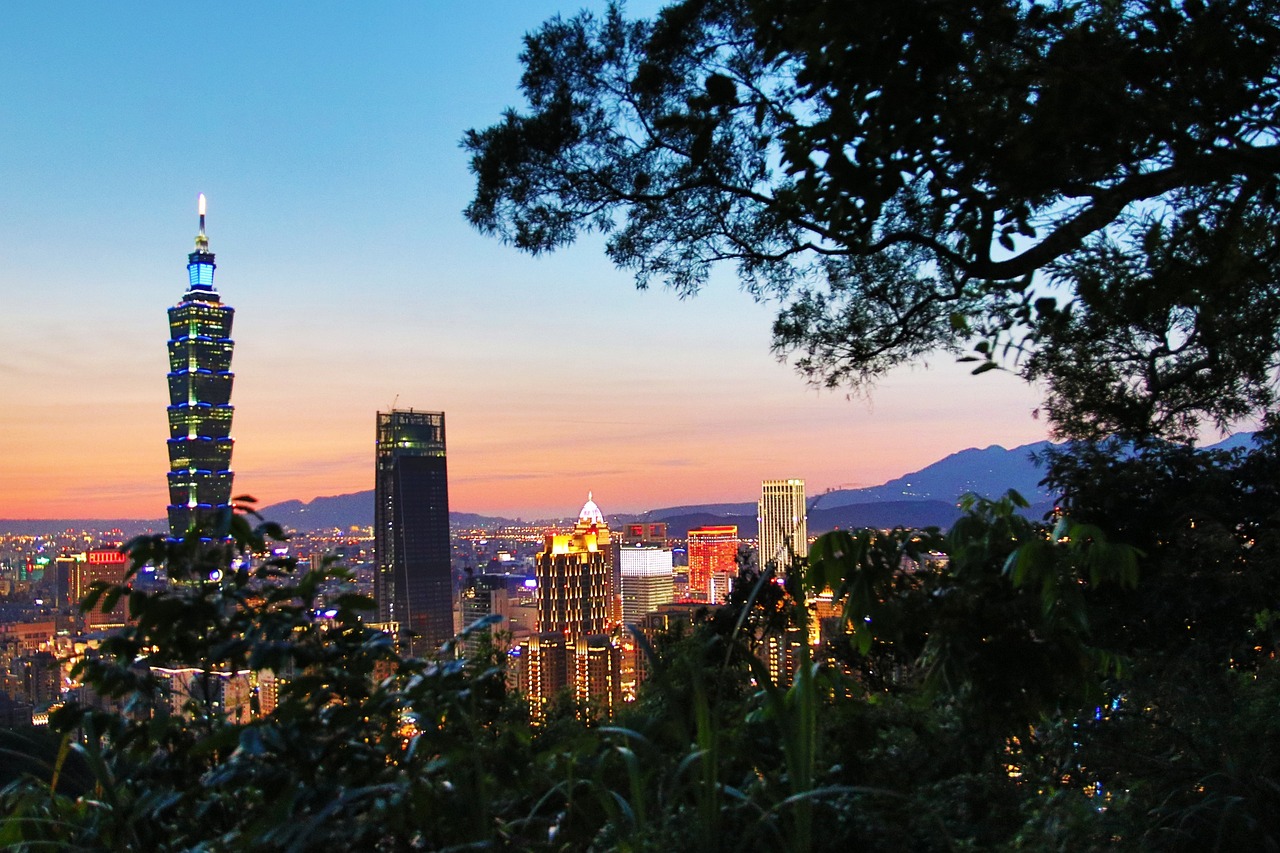 City landscape during sunset